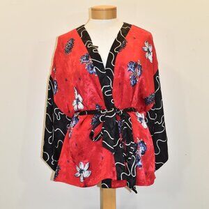 Topshop Women's Red and Black Cardigan